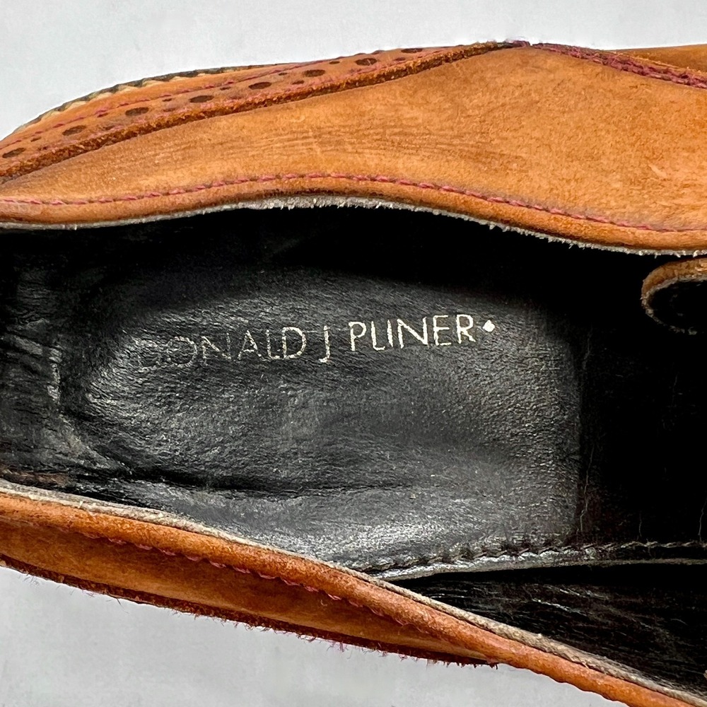 Donald J. Pliner Oxford Men's Sz 10.5 Dress Shoes Brown Washed Suede - Picture 10 of 11